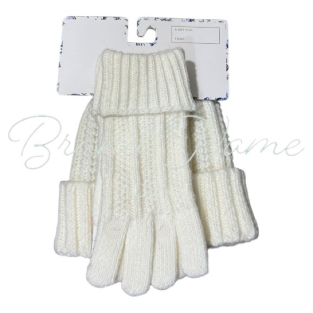 BCBG Ivory Rhinestone Beanie & Glove Set - Picture 3 of 3